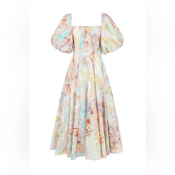 Selkie The Mucha Day Dress Alphonse Mucha Print Midi Size XL - Picture 8 of 12